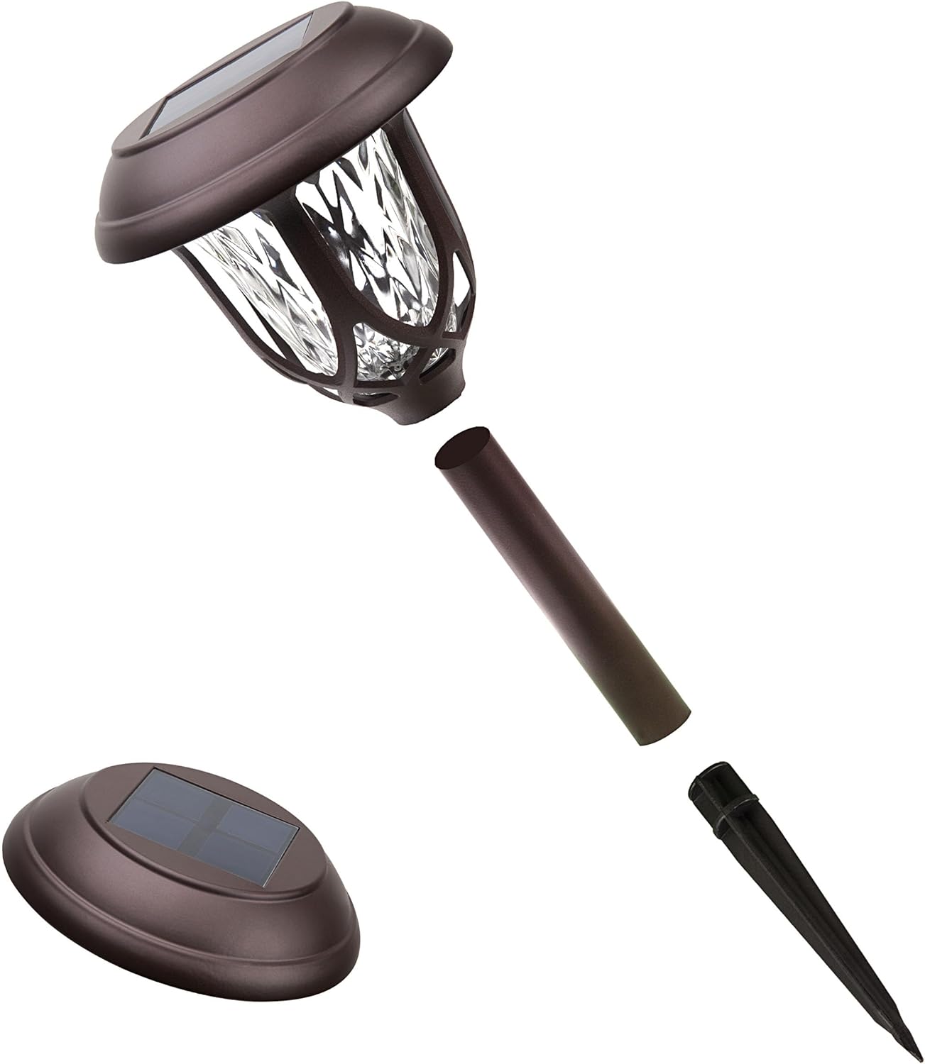 Alpine Corporation 17" Tall Super Bright High Lumen Outdoor Solar Powered Pathway Light Stakes, Bronze (Set of 2) - Image 2