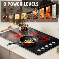 Hobsir Electric Cooktop 36 Inch, Electric Stove Top Burner, 5 Burners 36 Cooktop, Knob Control 8400W Drop-in Ceramic Stove with Glass Metal Frame, Dual Ring, 220-240V, Hard Wired (No Plug) - Image 2