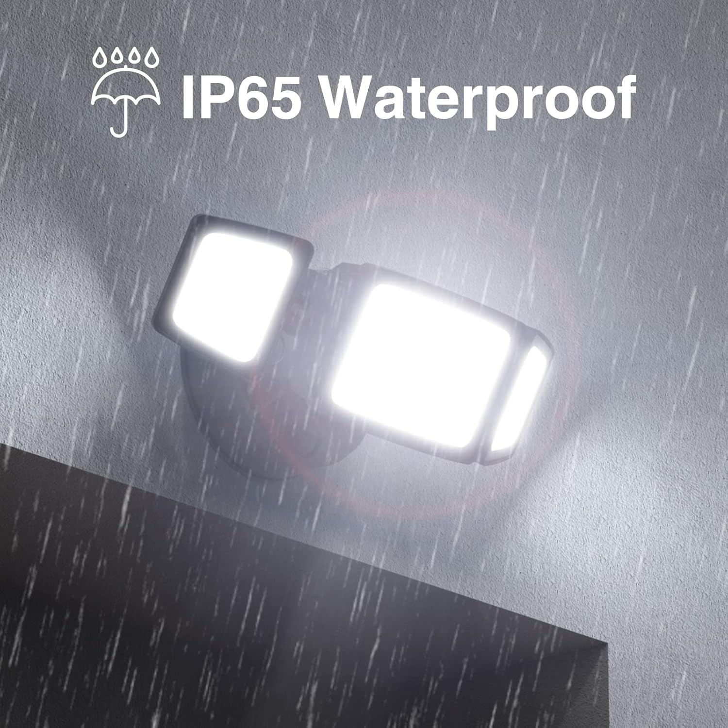 Onforu 55W LED Dusk to Dawn Flood Lights, 6000LM Black Exterior Security Outdoor Lighting,IP65 Waterproof Outdoor 3 Adjustable Heads Photocell Light Fixture,6500K Floodlight for Garage,Patio,Yard - Image 5