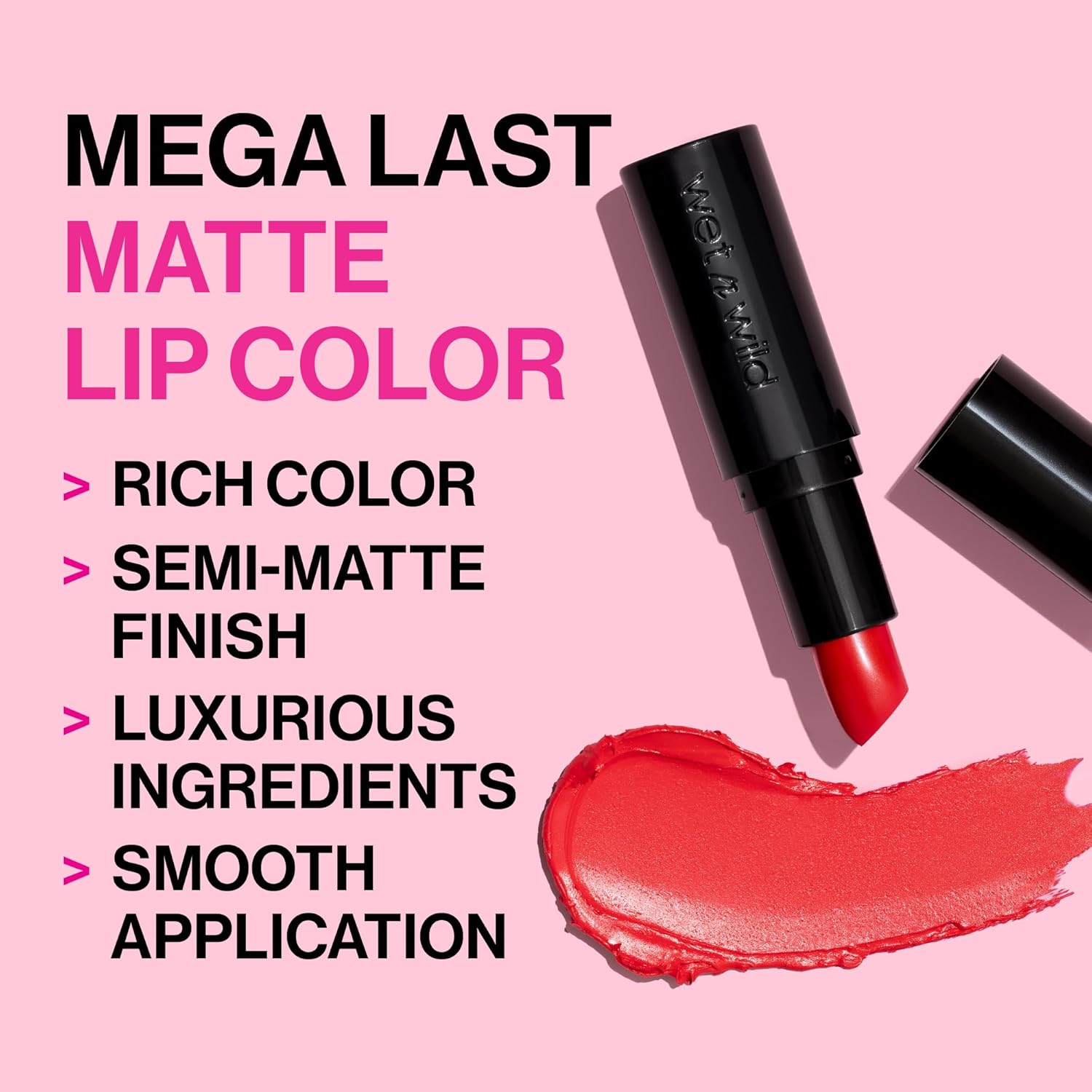 wet n wild Mega Last Matte Lip Color, Semi Matte Hyaluronic Acid Infused, Long Lasting Full Coverage for a Nourishing Pout, Cruelty-Free & Vegan - Stoplight Red - Image 3