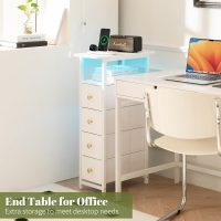 Yoobure Narrow Dresser for Bedroom, LED Slim Nightstand with Charging Station, Small Dressers Chest of Drawers, Narrow Side Table End Table Tall Skinny Cabinet Night Stand for Small Spaces, White - Image 8