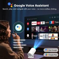 [ Built-in Google TV & Voice Control] WISHOLY Mini Projector with WiFi and Bluetooth, Built-in Streaming Apps, Portable Movie Projector 4K with 180° Rotatable for Outdoor, Home Theater, Movie Night - Image 3