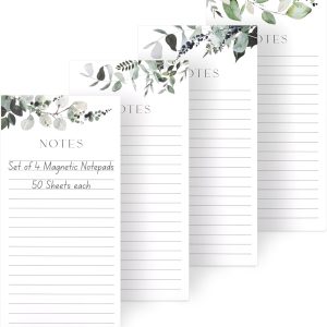 Beautiful Magnetic Notepads for Fridge - Set Of 4 Modern Note pads With Lined Pages to Easily Write Notes & Make Grocery/Shopping Lists - The Perfect To Do Pad w/ Strong Magnets for Your Refrigerator