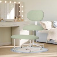 Ergonomic Cross Legged Office Chair with Wheels, ADHD Chair for Adults, Meditation Chair, Yoga Office Chair, Comfortable Back Support, Height Adjustable,Small Spaces, Teddy Fabric, Green - Image 8