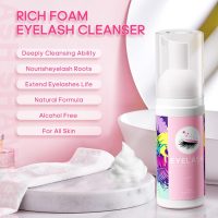Buqikma Lash Cleaning Kit - Lash Shampoo Kit Eyelash Extension Cleanser for Extensions 60ML with Rechargeable Handheld Lash Fan Dryer Mascara Brush Rinse Bottle Makeup Cleansing Foam for Lash Care - Image 2