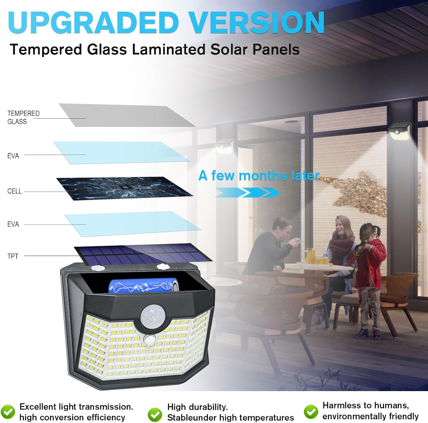 Aootek Solar Lights 4 Packs, Motion Sensor Light IP65 Waterproof with 3 Lighting Modes,Solar Lights Outdoor Waterproof for Garden Patio Garage Yard Deck - Image 5