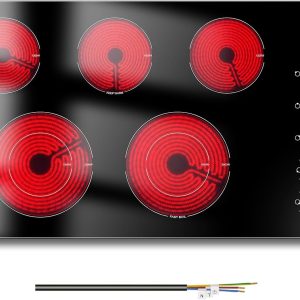 AMZCHEF 8900W Electric Cooktop 36 Inch, Built-in Electric Cooktop 5 Burner Stove Top, 36" Radiant Stovetop with Knob Control, 220-240V for Hard Wire