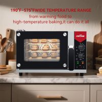 CROSSON 23L Quarter-Size Convection Oven,3-Tier Commercial Toaster oven w/Front Glass Door,3 set of Wire Racks,120 Minutes Timer and Interior Light, 120V/1600W Countertop Conventional Oven - Image 3