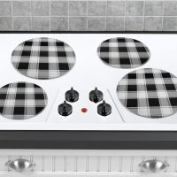 Reston Lloyd, Burner Covers For Electric Stovetop, Decorative Lightweight Tin Covers, Set of 4 (2-8 inch & 2-10 inch), Conceals Messy Drip Pans, Buffalo Check - Image 2