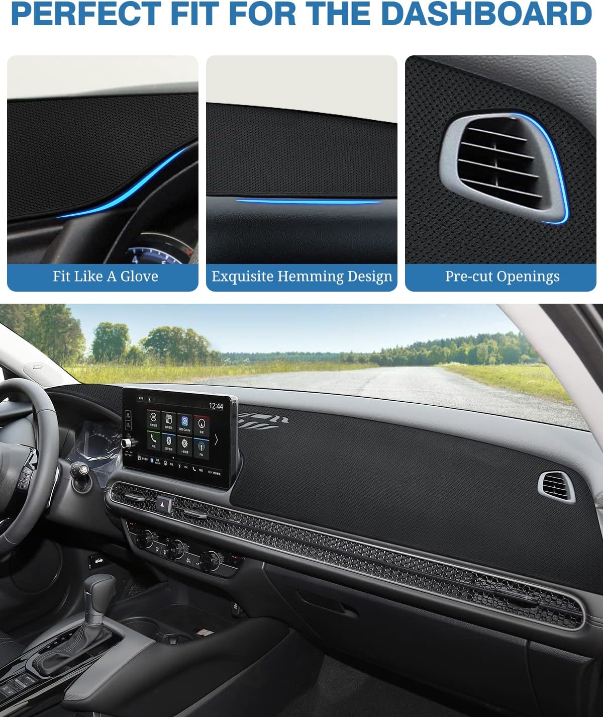 FIILINES Dash Cover for Honda HR-V 2023-2026 HRV, Dashboard Mat HRV Accessories Mesh Dash Mat Sunshade Nonslip Protector No Glare Black - Image 3