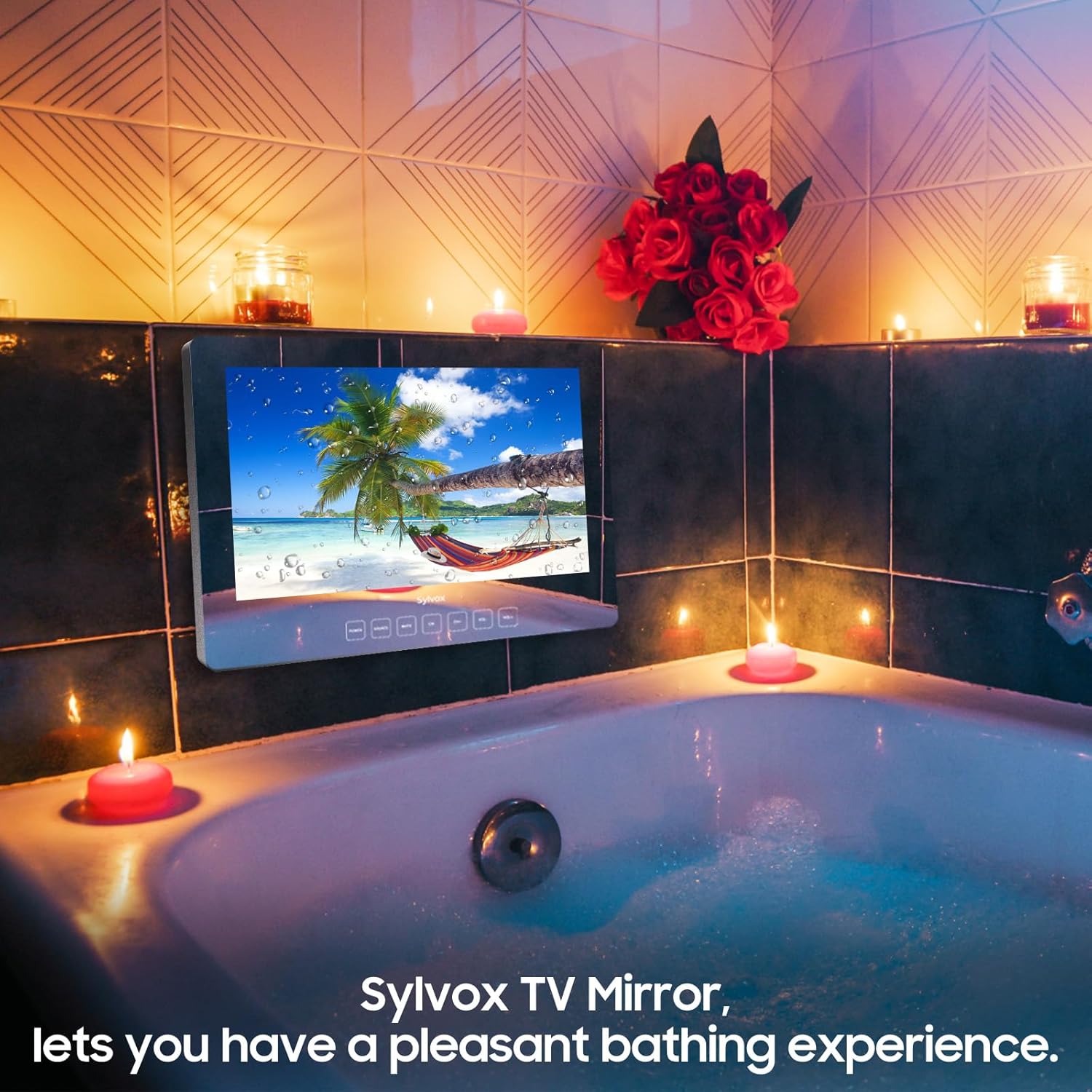 SYLVOX 24'' Smart TV Bathroom Magic Mirror Waterproof LED TV 1080P 500NITS High Brightness Dual Front Speakers Wall mounting Suitable for Bathrooms,Hotels,Saunas - Image 6