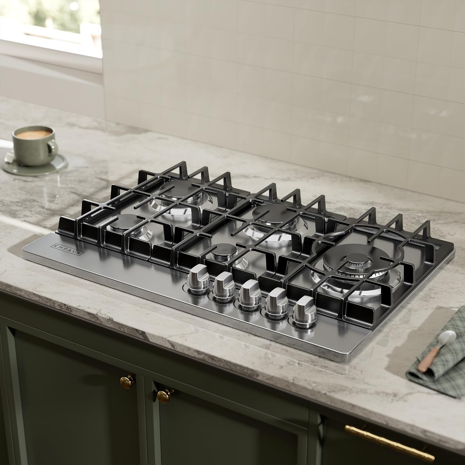 Empava Gas Cooktop 30 Inch, 5 SABAF Sealed Burners Made in Italy, Stove Top Bulit-in Ion Flame Ignition, NG/LPG Convertible CSA Approved, Stainless Steel, Ideal for Kitchens,Apartments - Image 2