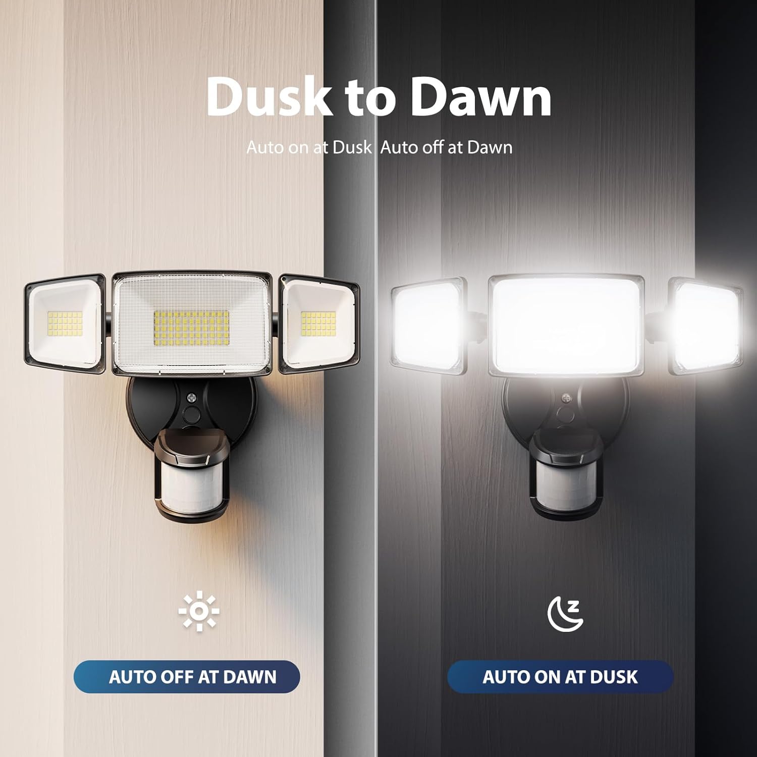 Onforu 75W LED Motion Sensor Outdoor Lights, Dusk to Dawn Flood Light Outdoor Motion Sensor, Hardwired Security Lights Floodlights Outside 7500LM 6500K Daylight IP65 Waterproof (Black) - Image 6