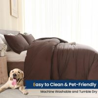 Paxrac Earthy Brown Comforter Queen Size, Neutral 3 Pieces Comforter Set, Lightweight Solid Bedding Set, All Seasons Soft Fluffy Queen Comforter Set (90x90In Comforter & 2 Pillowcases) - Image 6
