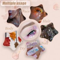 Face Body Glitter, Hair Glitter Sparkles Chunky Face Glitter Gel for Girls Makeup Singer Concerts Mermaid Festival Sequins Face Paint (White+Silver+Pink+Gold+Blue) - Image 5