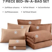 Monbix Queen Comforter Set - 7 Pieces Cationic Dyeing Autumn Leaf Bed in a Bag Queen Bedding Sets with Comforter, Sheets, Pillowcases & Shams, Reversible Bedding Comforters Sets - Image 7