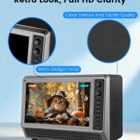 Feihe 15.6 inch Small Smart TV with Speaker System, Loud Portable Bluetooth Speaker Design Retro Smart Television, Karaoke Wireless Microphones, Support HDMI/AUX/USB for Home Party Camping - Image 5