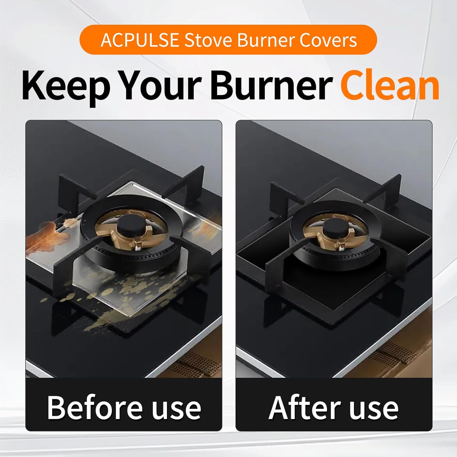 Stove Burner Covers for Gas Stoves (8 Pack) – Non-Stick, Heat-Resistant Gas Range Protectors, PTFE Liners for Kitchen Cleaning, Easy-to-Cut Stove Top Covers, BPA-Free, 10.6" x 10.6" - Image 2