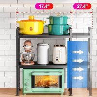 Microwave Stand, 3-Tier Expandable(17.4"- 27.4") Heavy Duty Adjustable Shelf Microwave Oven Rack, Kitchen Countertop Organizer and Storage with 9 Hooks & Cutting Board Holder, Holds up 180 lbs, Black - Image 4