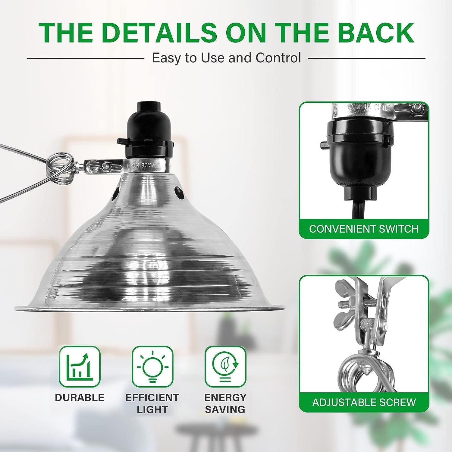 Simple Deluxe Clamp Light with 8.5 Inch Adjustable Aluminum Reflector, Suit for E26 Socket Max 150 Watt Lamp (No Bulb Included), 6 Feet 18/2 SPT-2 Cord, 2 Pack - Image 2