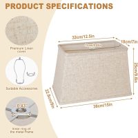 Square Lamp shade, Large Beige Linen Lampshade, Top 7"x12.5", Bottom 9"x15", Height 9.8", Rectangular Lamp shade with1 Shade Bracket,2 Adapters, Fits Table,Floor and Wall Lampshade, Easy Install - Image 4