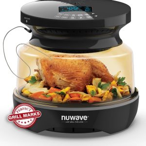 Nuwave Infra-Red Primo Grill Oven, Integrated Smart Thermometer, Nonstick Grill Bottom & Convection Top for Surround Cooking, Cook Fresh or Frozen, Durable Power Dome Included