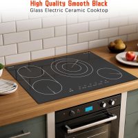 Karinear Electric Cooktop 30 Inch, 4 Burners Electric Stove Top, Flexible Bridge &Triple Ring Expandable Burners, Pause, Timer, Child Safety Lock, 7800W Built-in Ceramic Cooktop for 220-240V Hard Wire - Image 6