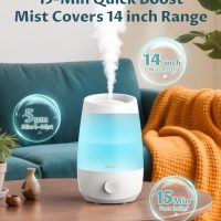 BREEZOME Humidifiers for Bedroom, 2.5L Humidifiers for home, 250ml/h Mist Output, 7 Adjustable LED,25hrs Essential Oil Diffuser, 25dB Ultra-Quiet Operation for Nurseries and Indoor Plants, White - Image 4