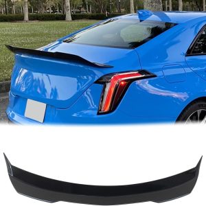 NINTE Rear Spoiler for Cadillac CT4 2020 2021 2022 2023 2024 2025 ABS Painted V Blackwing Style Gloss Black High Kick Rear Trunk Splitter Wing