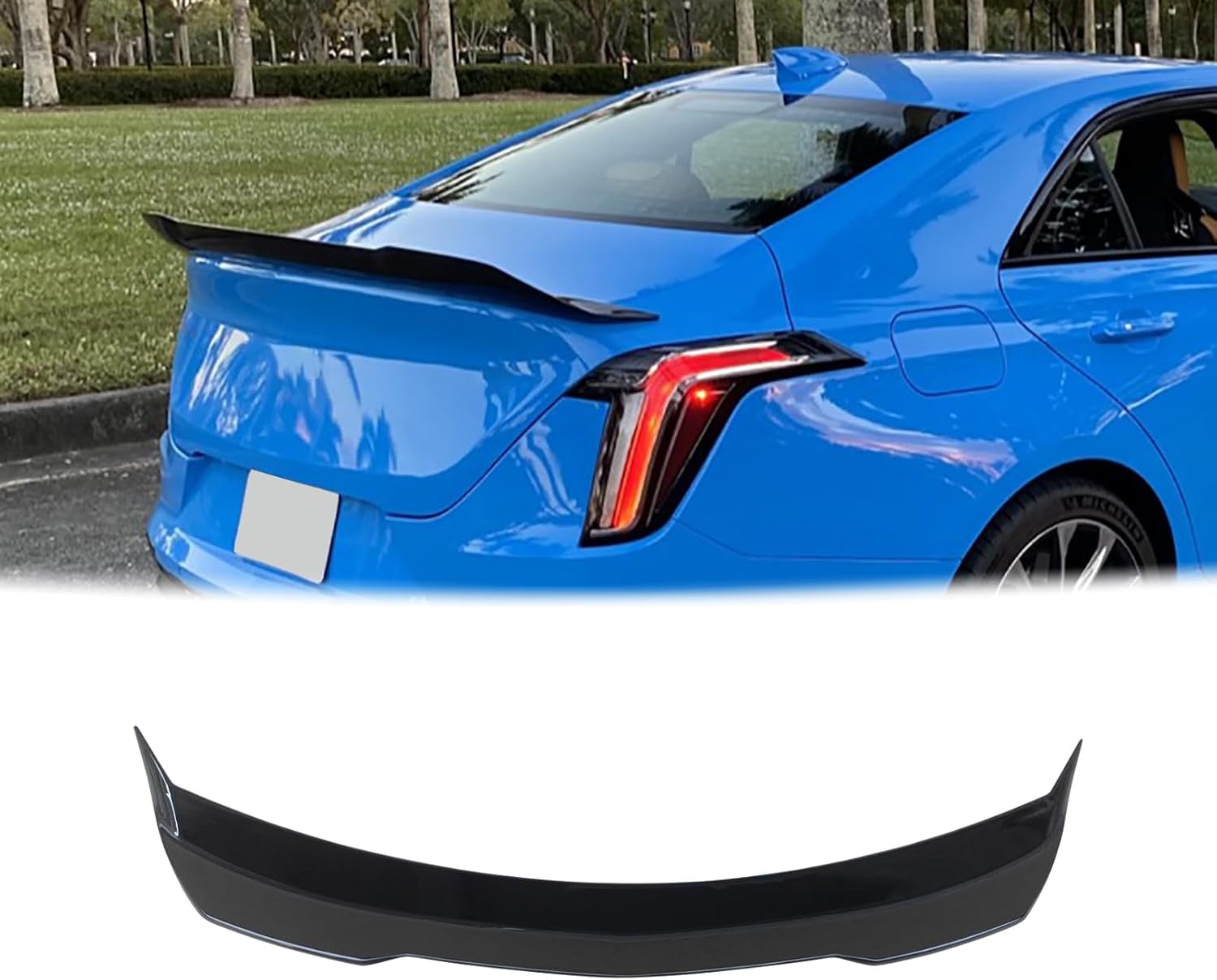 NINTE Rear Spoiler for Cadillac CT4 2020 2021 2022 2023 2024 2025 ABS Painted V Blackwing Style Gloss Black High Kick Rear Trunk Splitter Wing