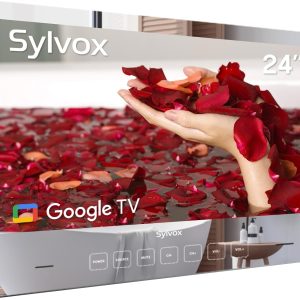 SYLVOX 24'' Smart TV Bathroom Magic Mirror Waterproof LED TV 1080P 500NITS High Brightness Dual Front Speakers Wall mounting Suitable for Bathrooms,Hotels,Saunas