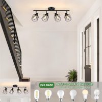 4-Lights Semi Flush Mount Ceiling Light, Adjustable Multi-Directional Light Fixtures, Rotatable Farmhouse Light Fixtures Mount with Metal Cage for Dining Room, Living Room - Image 4