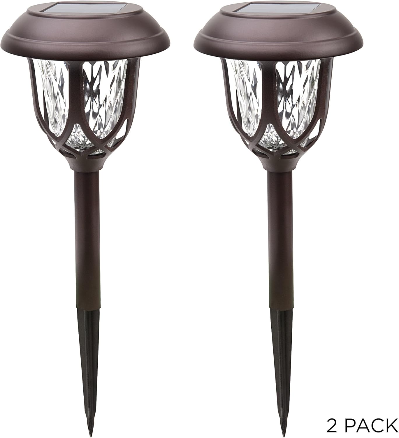 Alpine Corporation 17" Tall Super Bright High Lumen Outdoor Solar Powered Pathway Light Stakes, Bronze (Set of 2) - Image 8
