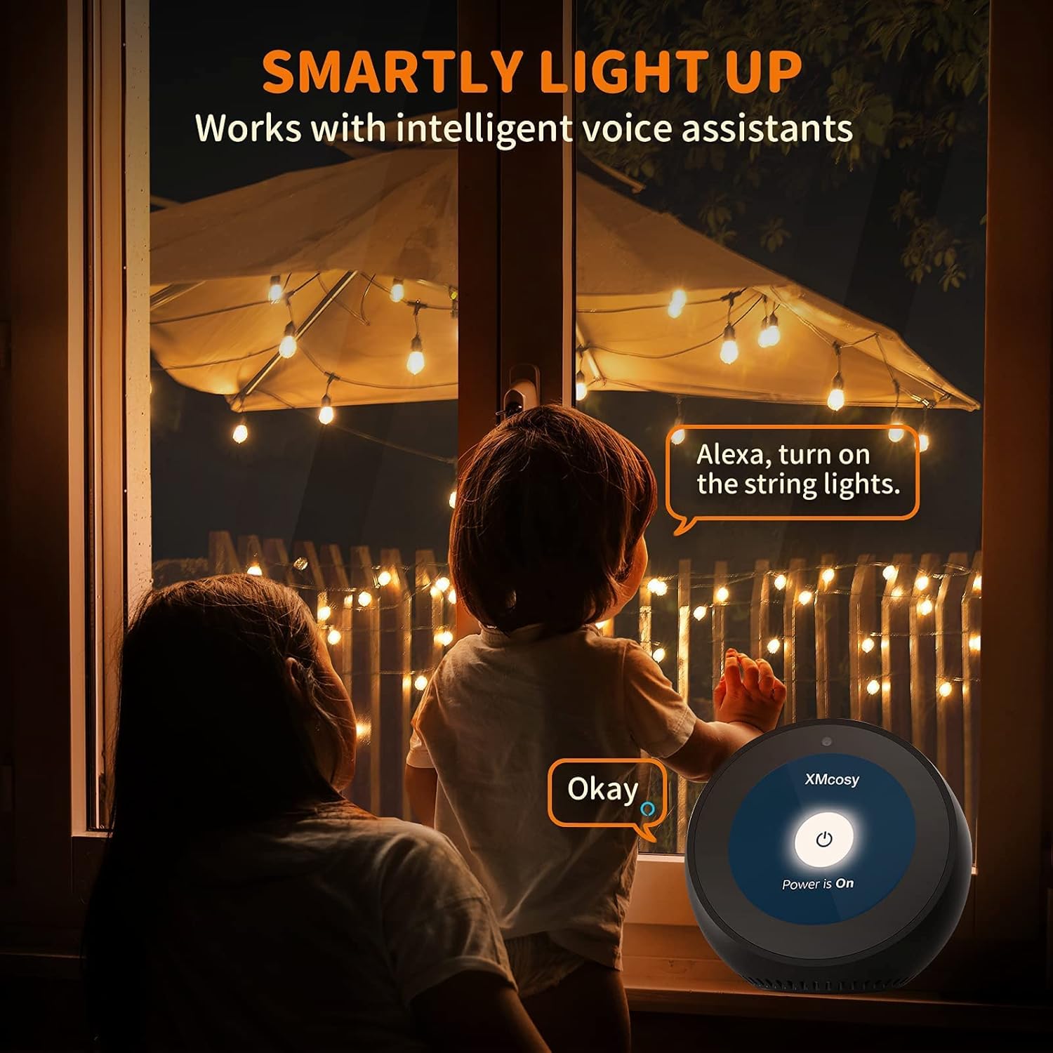 XMCOSY+ Outdoor String Lights, Smart Patio Lights 100Ft Dimmable Outdoor Lights Warm White, 50 G40 LED Bulbs, WiFi String Lights for Outside, Work with Alexa, APP Control, Waterproof Extendable - Image 9