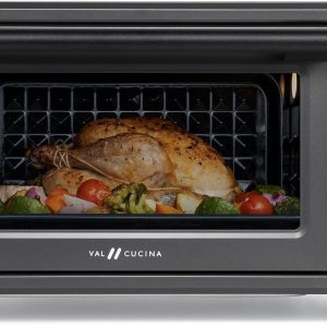 VAL CUCINA Infrared Heating Air Fryer Toaster Oven Combo, with Non-toxic Enamel-coated Interior, Extra Large Countertop Convection Oven 10-in-1 Combo, 6-Slice Toast, Enamel Baking Pan Easy Clean