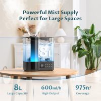 BREEZOME 8L Humidifiers for Bedroom, Smart Warm & Cool Mist for Large Room Home, Top Fill Ultrasonic Humidifier, Humidity Sensor, Essential Oil, 65H Runtime, Quiet for Baby, Plants, Fast Relief - Image 4