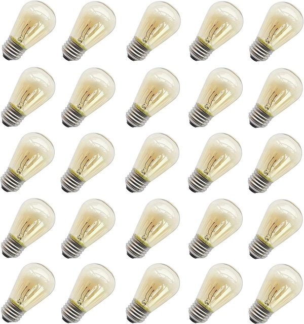 Rolay 11W Outdoor String Light Bulbs, S14 Incandescent Replacement Bulbs for Outdoor Patio String Lights with E26 Base, Pack of 25