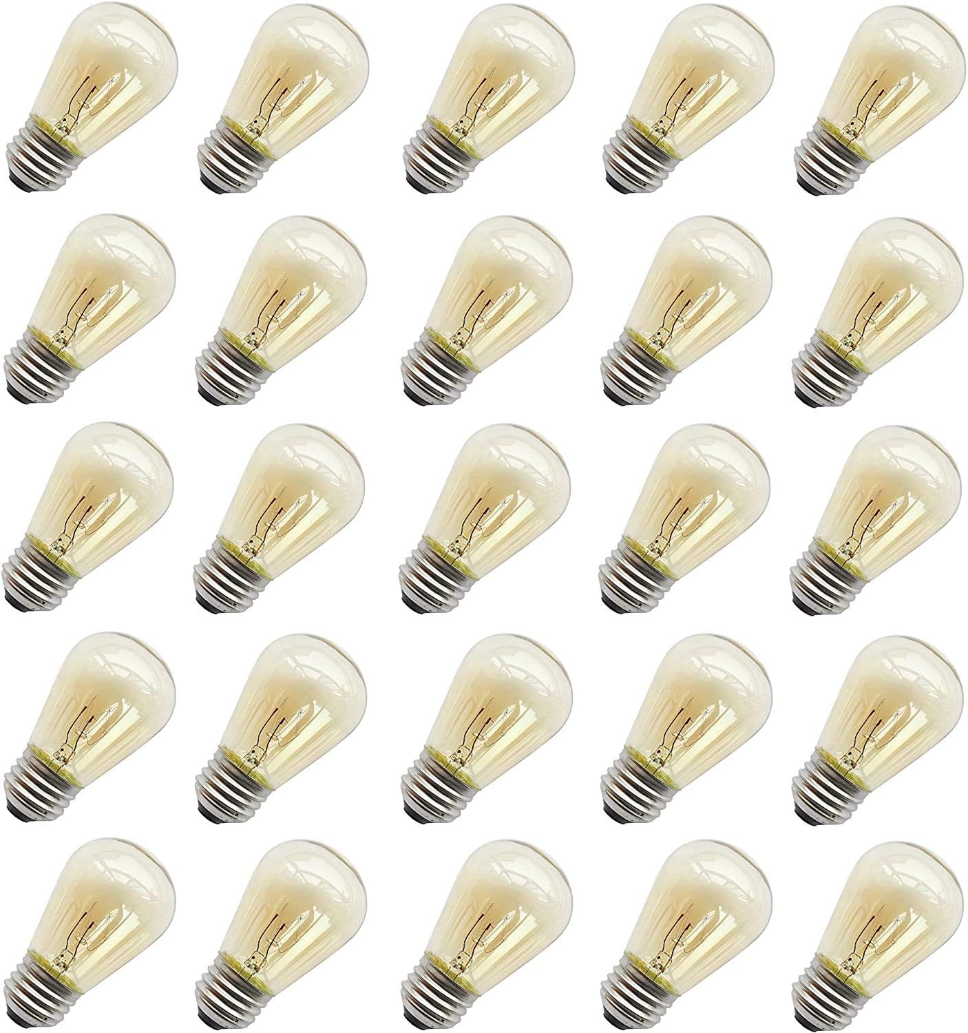 Rolay 11W Outdoor String Light Bulbs, S14 Incandescent Replacement Bulbs for Outdoor Patio String Lights with E26 Base, Pack of 25