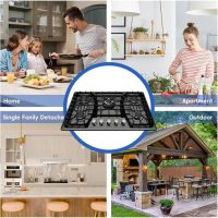 Gas Cooktop 30 Inch, 5 Burner Stove top, Built-in Propane/Natural Gas Convertible Hob, Stainless Steel Countertop Built-in with Thermocouple Protection, Black - Image 8