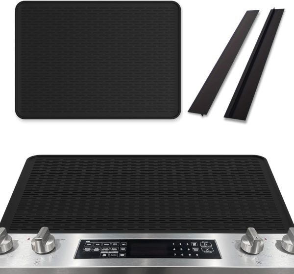Stove Top Covers for Electric Stove (28'' x 20'') Stove Gap Covers Pack, Heat Resistant Mat up to 450°F, Electric Stove Top Cover, Dish Drying Mat (Gap Cover Combo)