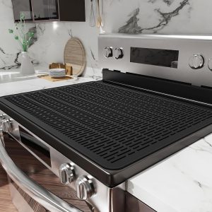 Silicone Stove Mat, 28 x 20 inch StoveTop Cover Protector, Extra Large Dish Drying Mat for Kitchen, Glass Top Electric Stove Cooktop Cover, Heat Resistant Mat(Black)