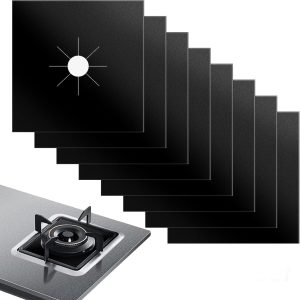 Stove Burner Covers for Gas Stoves (8 Pack) – Non-Stick, Heat-Resistant Gas Range Protectors, PTFE Liners for Kitchen Cleaning, Easy-to-Cut Stove Top Covers, BPA-Free, 10.6" x 10.6"