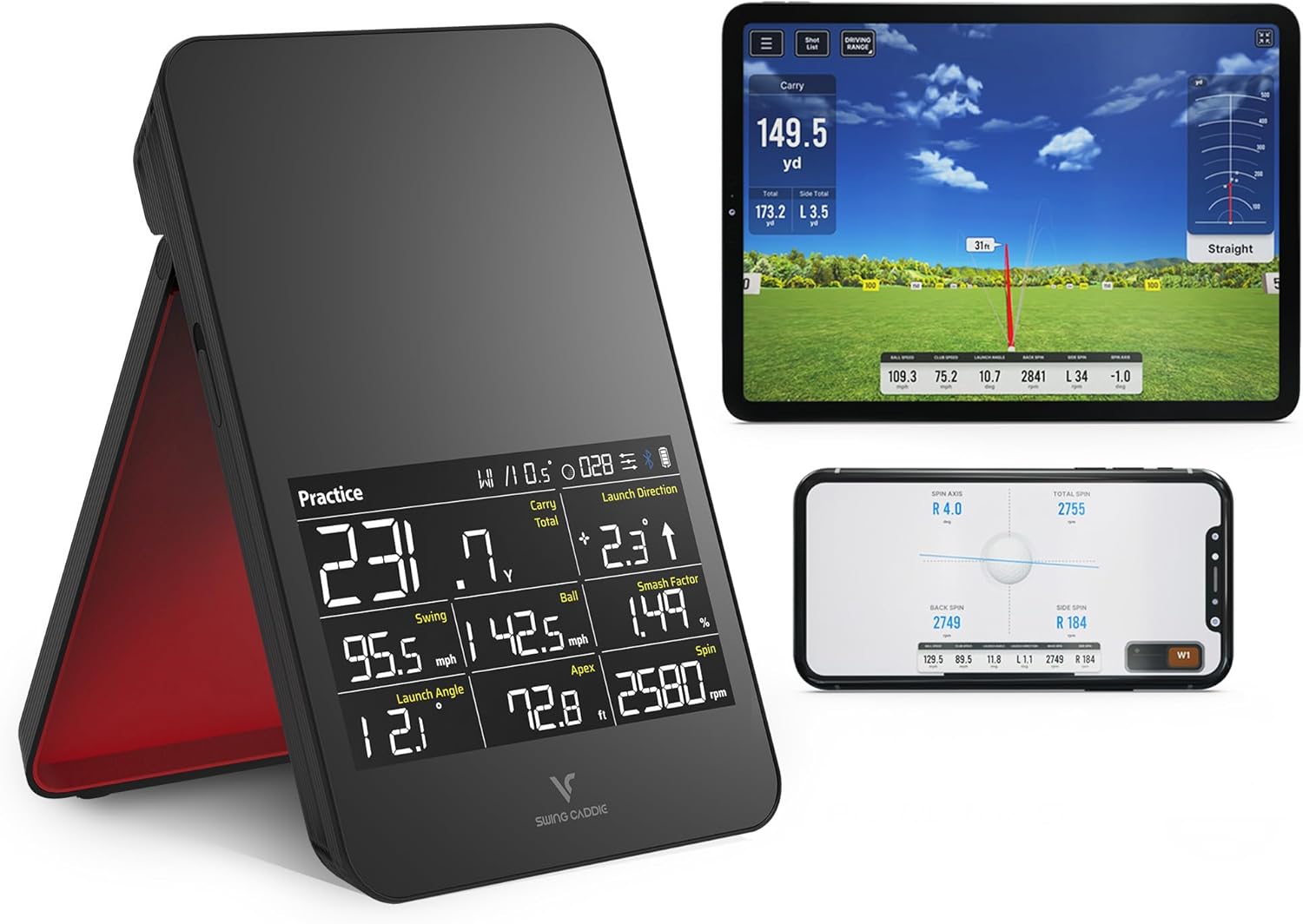 SC4 PRO Golf Launch Monitor & 3D Driving Range Simulator for Indoor and Outdoor Use | Portable Golf Swing Analyzer & Tracker with Built-in Screen | No Fees