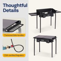 VIVOHOME 2 Burner Outdoor Propane Stove, Heavy Duty Gas Stove with 2 Side Panels and Windscreen, 150,000 BTU Camping Stove for Backyard Barbecues - Image 5