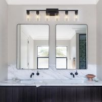 6 Light Bathroom Vanity Light, Matte Black Vanity Light Fixtures, Large Vanity Lights for Bathroom, Farmhouse Light Fixtures with Clear Glass Shade for Bathroom Over Mirror - Image 4