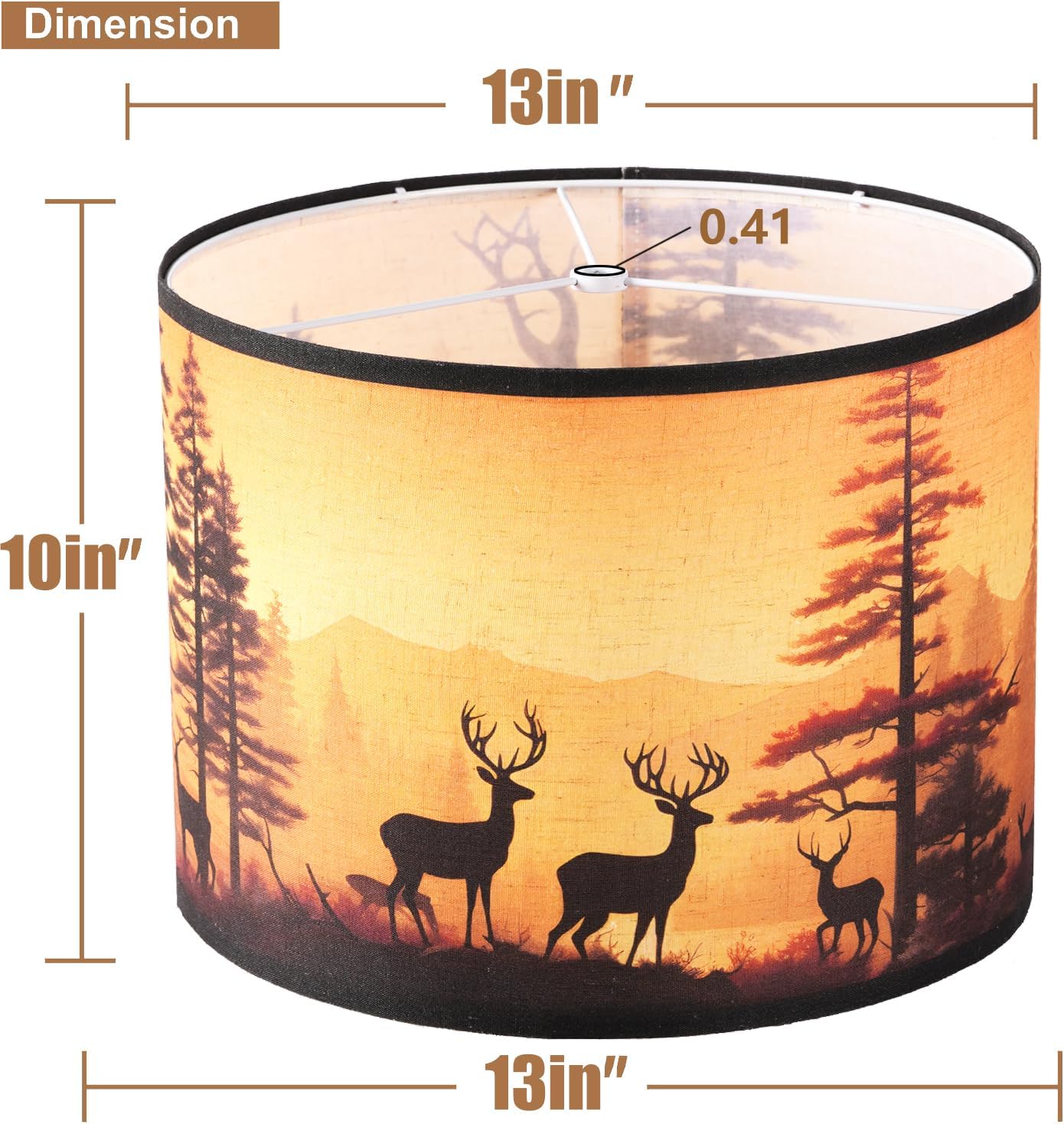 Lamp shades Set of 2,Medium Fabric Lampshades for Table Lamps, Floor Lamps, 13" Top x 13" Bottom x 10" High (Spider Fitter) Hand Crafted Replacement Lampshades (Deer -2pcs) - Image 3