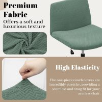 Dimatic Armless Office Chair Covers Criss Cross Wide Desk Chair Cover Slipcover Stretch Jacquard Swivel Computer Chair Covers for Home Office-Green - Image 3