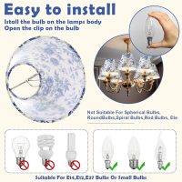 VIHOSE 6 Pcs Chandelier Shades Small Chinoiserie Lamp Shade French Countryside Toile Clip Bulbs Lampshade 3 x 6 x 5 Inch Lamp Chimney Cover for Chandelier Farmhouse (Blue Floral) - Image 4