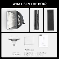 RALENO Softbox Photography Lighting Kit, 16'' x 16'' Softbox Lighting for TikTok with LED Bulb (50W | 5500K | 97 CRI | TLCI≥97), Continuous Light for Video Recording & Photography Shooting - Image 8