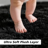 6x9 Fluffy Area Rug for Living Room,Shag Area Rugs for Bedroom,Black Soft Fuzzy Rug Non-Shedding Indoor Plush Carpet for Kids Bedroom Nursery Dorm Home Decor - Image 3